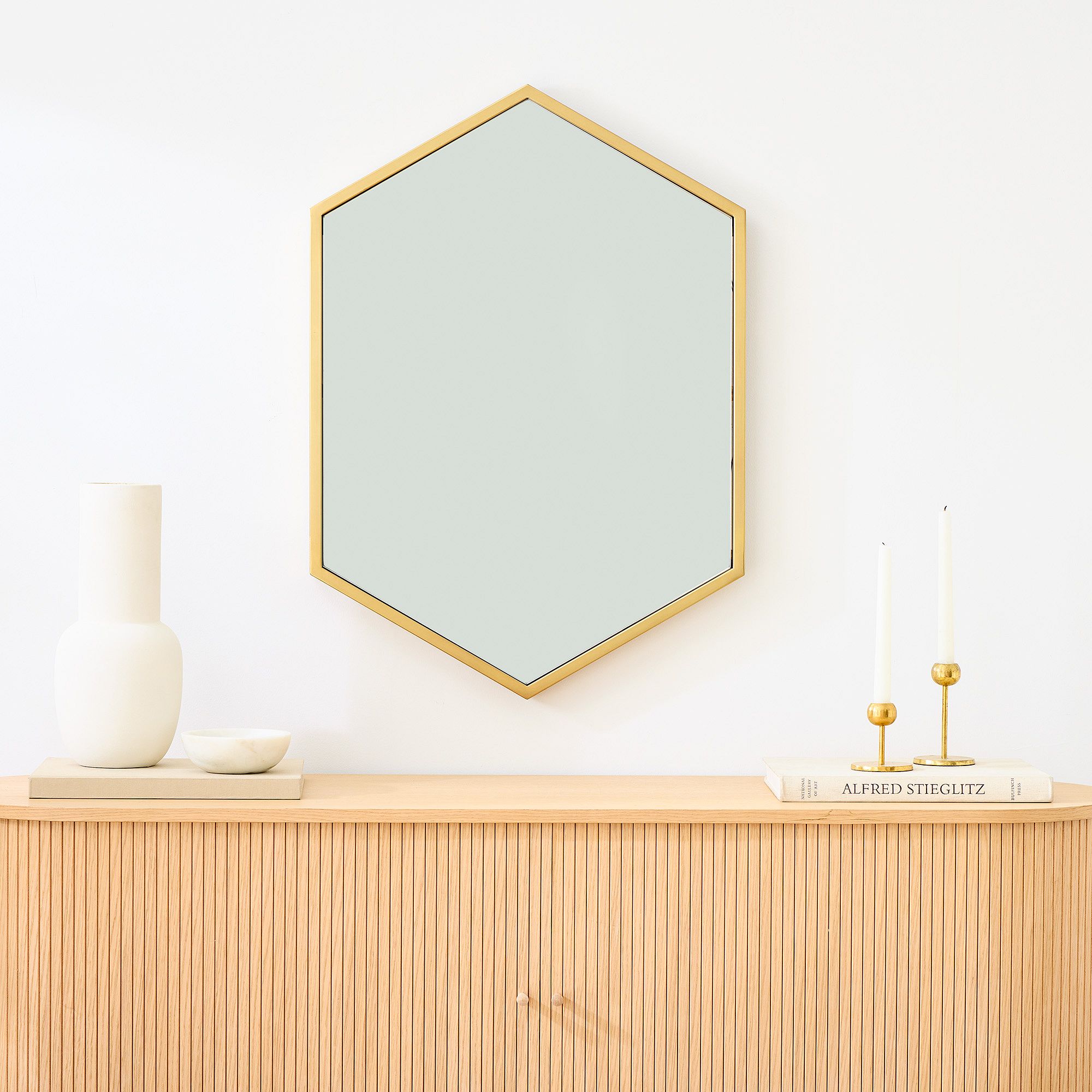 Metal Frame Hexagon Wall Mirror - From Where -