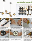 Mid - Century - Modern 6 - Light Chandelier - From Where -