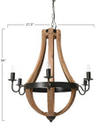 Minimalist Wood and Metal Chandelier - From Where -