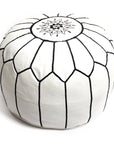 Moroccan White Pouf - From Where -