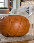 Morocco Leather Pouf - From Where -