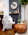 Morocco Leather Pouf - From Where -