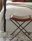 Nardone Genuine Leather Accent Stool - From Where -