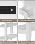 Narrow End Table with Charging Station - From Where Finds -