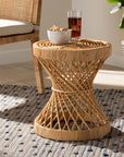 Natural Finished Rattan End Table - From Where -