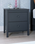 Navy Blue Two Drawer Night Stand - From Where -
