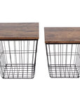 Nesting Tables with Removable Wood Tops and Metal Basket Bases for Blanket Storage - From Where -