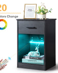 Night Stand with Drawer and and LED Lights - From Where -