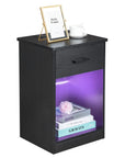 Night Stand with Drawer and and LED Lights - From Where -