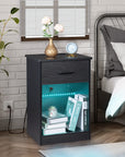 Night Stand with Drawer and and LED Lights - From Where -