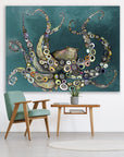 Octopus In The Deep Teal Sea Wall Art - From Where -