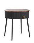 OIOG Side Tables Set of 2, Round Nightstand with Drawer, Modern Bedside End Tables for Small Space, Living Room, Bedroom, Office, Dorm, Rustic Brown and Black - From Where -