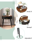 OIOG Side Tables Set of 2, Round Nightstand with Drawer, Modern Bedside End Tables for Small Space, Living Room, Bedroom, Office, Dorm, Rustic Brown and Black - From Where -