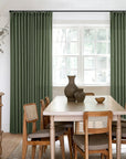 Olive Green Linen Pinch Pleated Curtains - From Where -