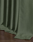 Olive Green Linen Pinch Pleated Curtains - From Where -