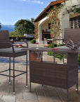 Outdoor Wicker Bar Stools Set of 2 with Cushions - From Where -