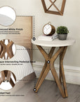Pedestal Farmhouse End Table Set of 2 - From Where -