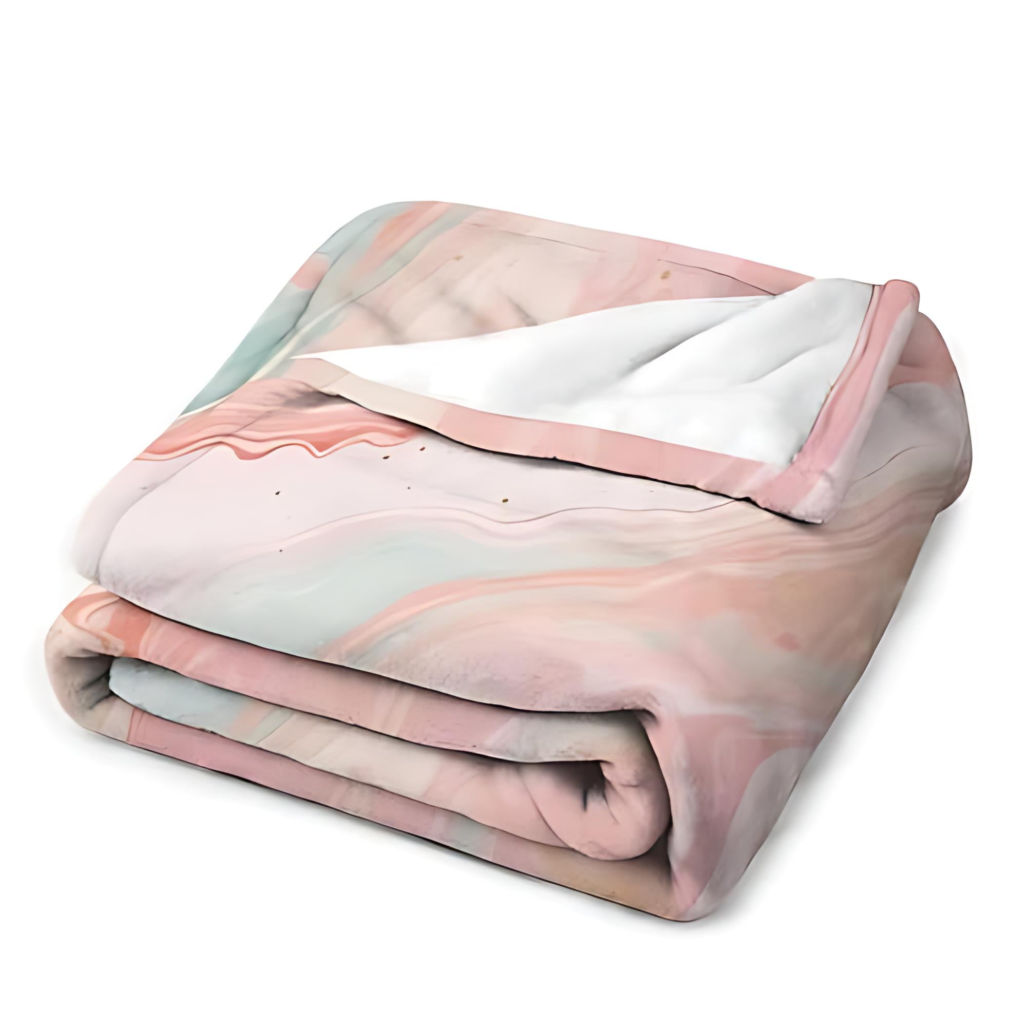 Pink Coral Rainbow Flannel Blanket - From Where -