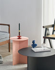 Pink Side Table with Iron Triangle Legs - From Where -