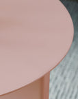Pink Side Table with Iron Triangle Legs - From Where -