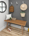 Plank+Beam Entryway Bench, Wooden End of Bed Bench for Bedroom, Mid - Century Modern Square Bench for Hallway, Living Room, Indoor, Porch, 41.25", Pecan - From Where -