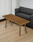 Plank+Beam Entryway Bench, Wooden End of Bed Bench for Bedroom, Mid - Century Modern Square Bench for Hallway, Living Room, Indoor, Porch, 41.25", Pecan - From Where -