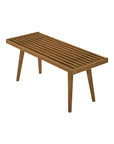 Plank+Beam Entryway Bench, Wooden End of Bed Bench for Bedroom, Mid - Century Modern Square Bench for Hallway, Living Room, Indoor, Porch, 41.25", Pecan - From Where -