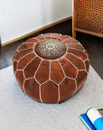 Premium Moroccan Leather Ottoman - From Where -