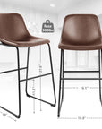 PU Leather Bar Stools (Set of 2) - From Where -