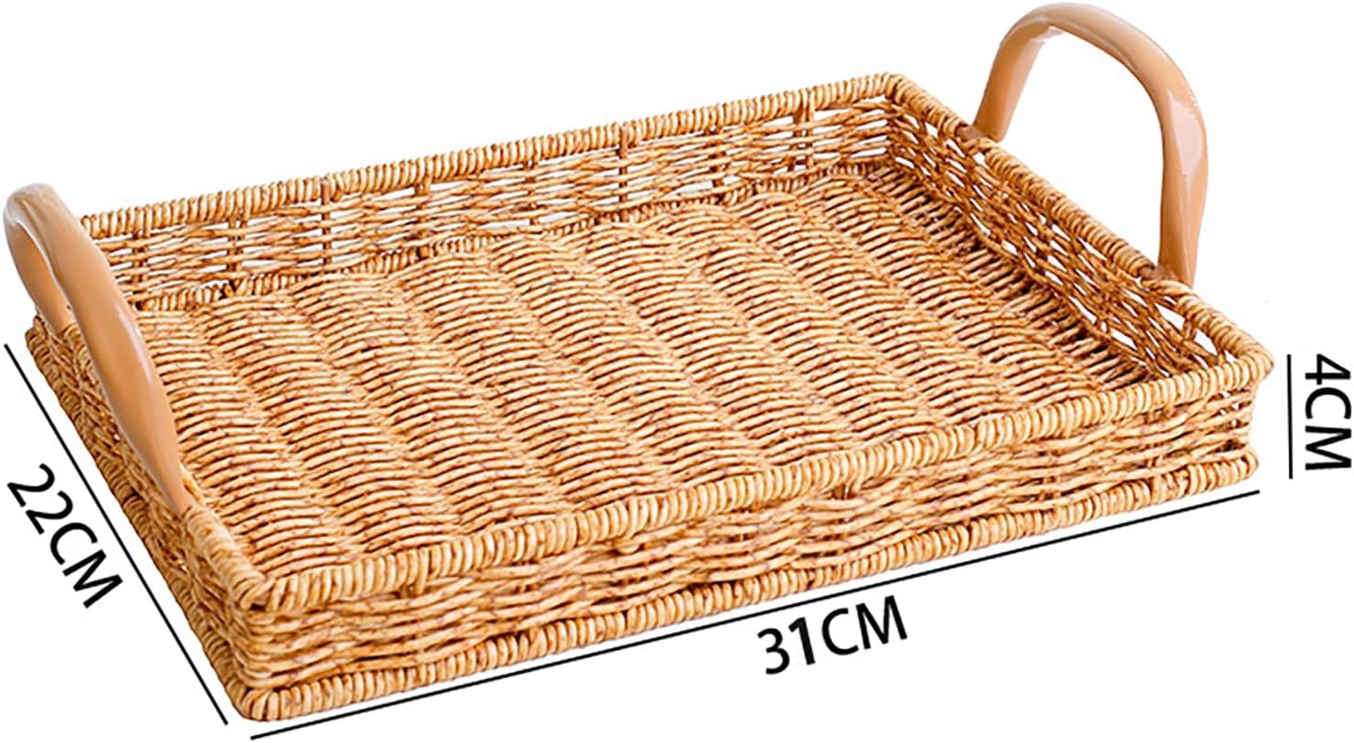 Rattan Braided Serving Tray with Handles - From Where -