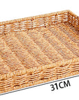 Rattan Braided Serving Tray with Handles - From Where -