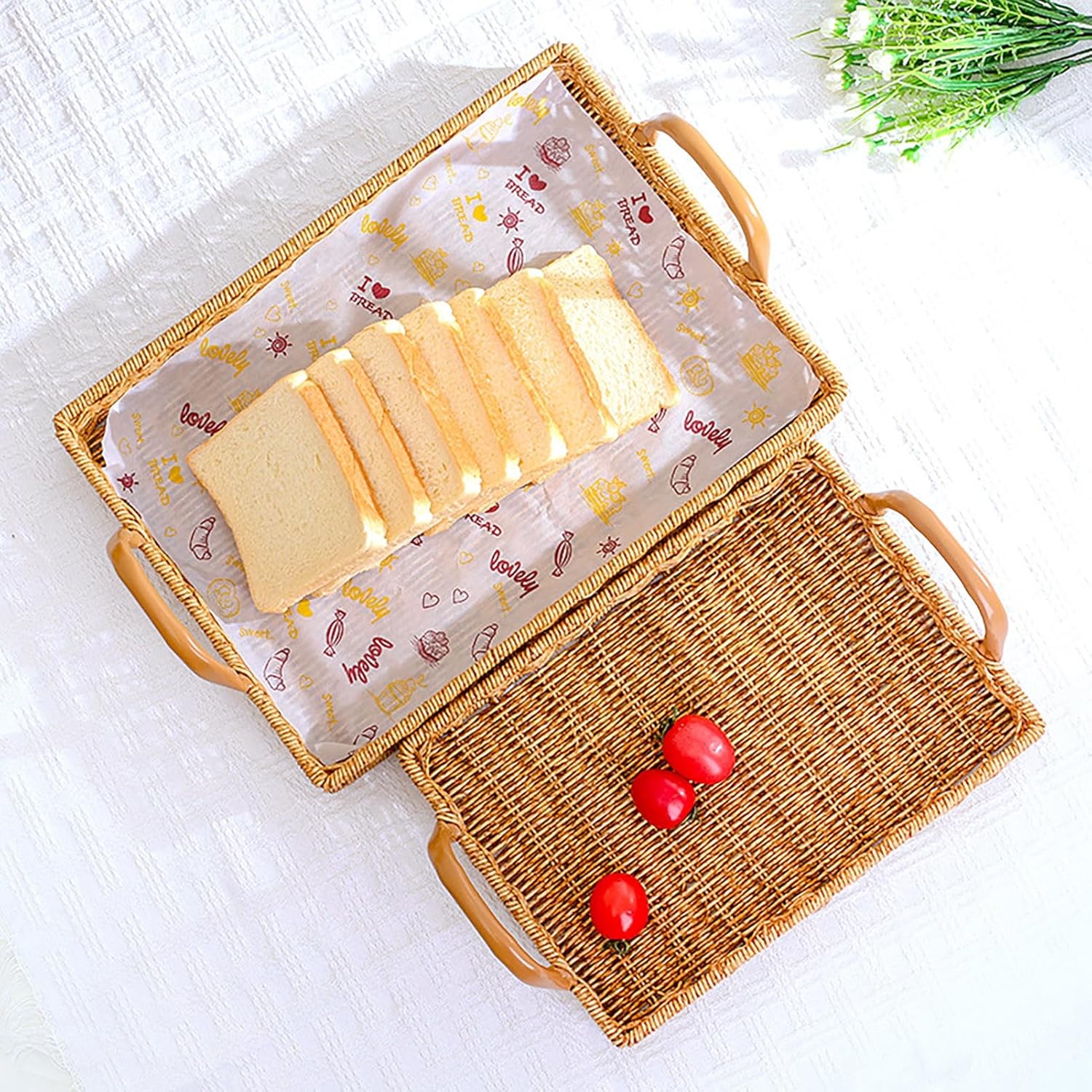 Rattan Braided Serving Tray with Handles - From Where -