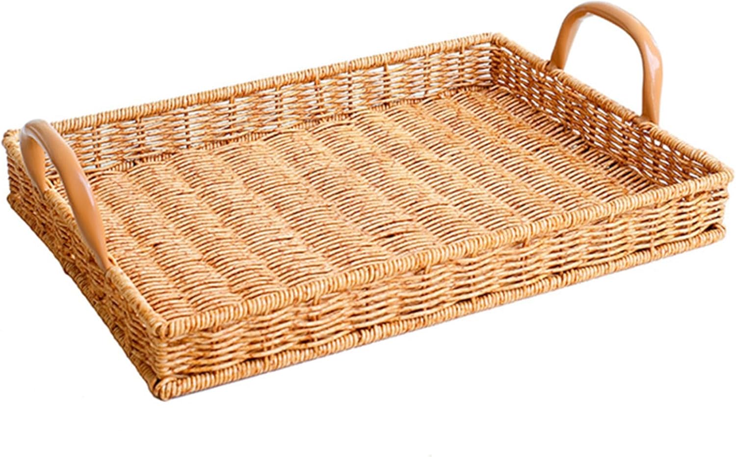 Rattan Braided Serving Tray with Handles - From Where -