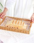 Rattan Braided Serving Tray with Handles - From Where -