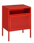 Red Metal Bedside Nightstand - From Where -