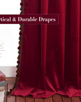 Red Pompom Velvet Curtains - From Where -