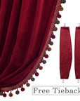 Red Pompom Velvet Curtains - From Where -