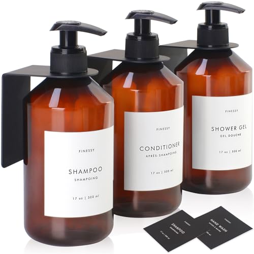 Refillable Shampoo and Conditioner Dispenser Wall Bottles with