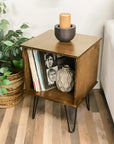 Retro End Table with Album Storage - From Where -