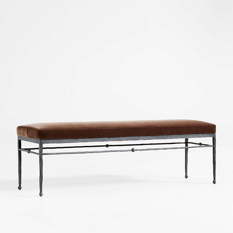 Rodin Brown Velvet Bench - From Where -