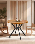 Round Dining Table with Cross Metal Legs - From Where -