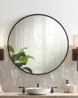 Round Matte Black Vanity Wall Mirror - From Where -