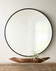 Round Matte Black Vanity Wall Mirror - From Where -