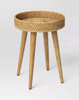 Round Natural Woven Accent Table - From Where -