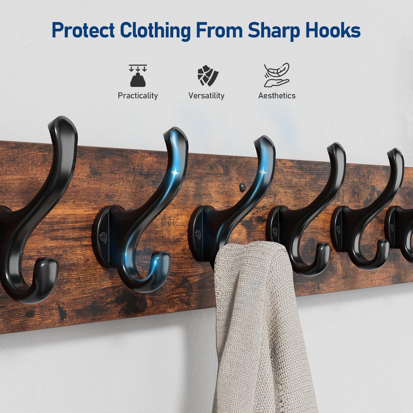 Rustic Coat Rack with 10 Hooks - From Where -