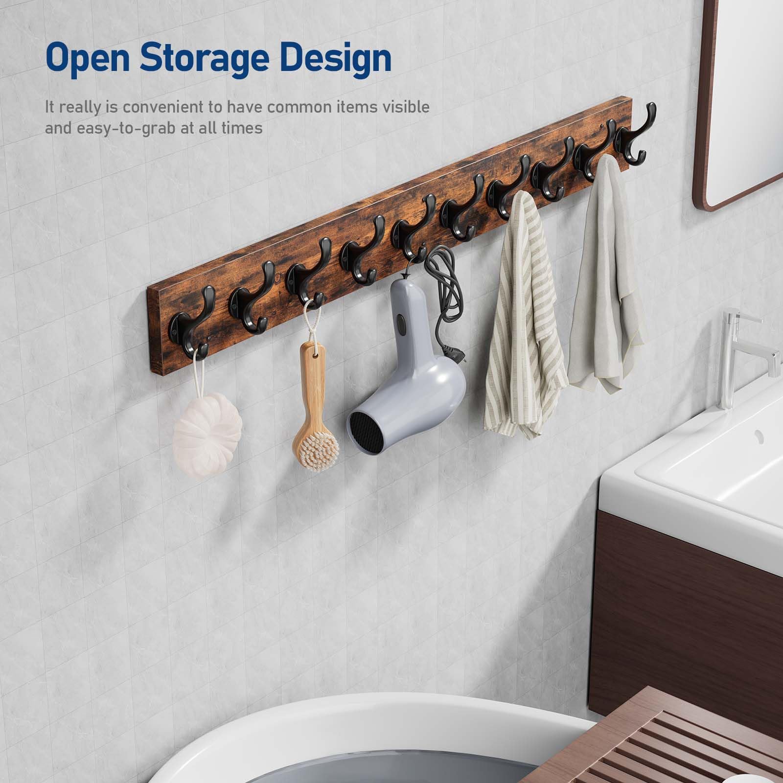 Rustic Coat Rack with 10 Hooks - From Where -