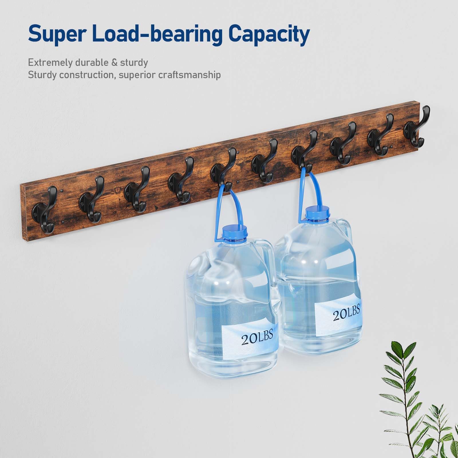 Rustic Coat Rack with 10 Hooks - From Where -