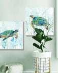 Sea Green Turtle Canvas Wall Art (Set of 2) - From Where -