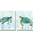 Sea Green Turtle Canvas Wall Art (Set of 2) - From Where -