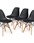 Set of 4 Modern Wood - Leg Seat Black - From Where -